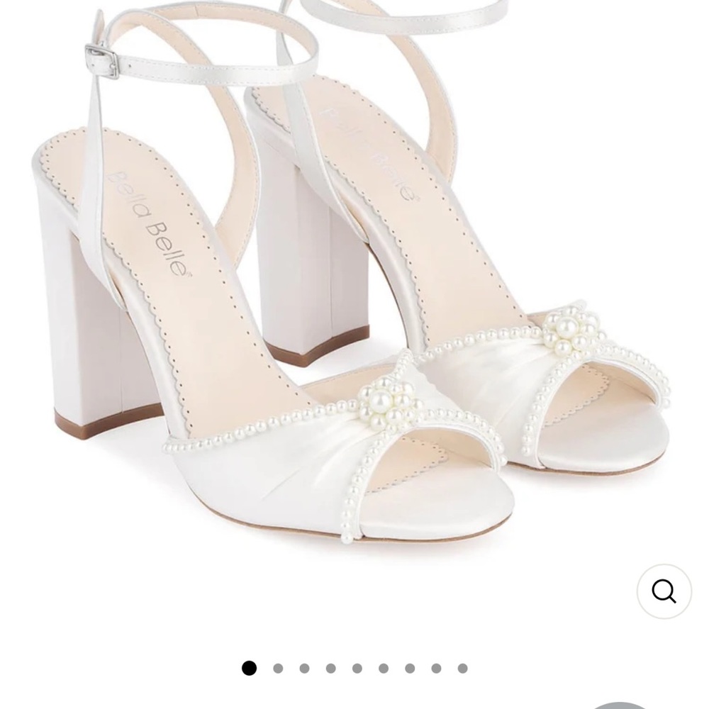 Bella Belle TINSLEY Open Toe Pearl Wedding Shoes Block Heel Sandals